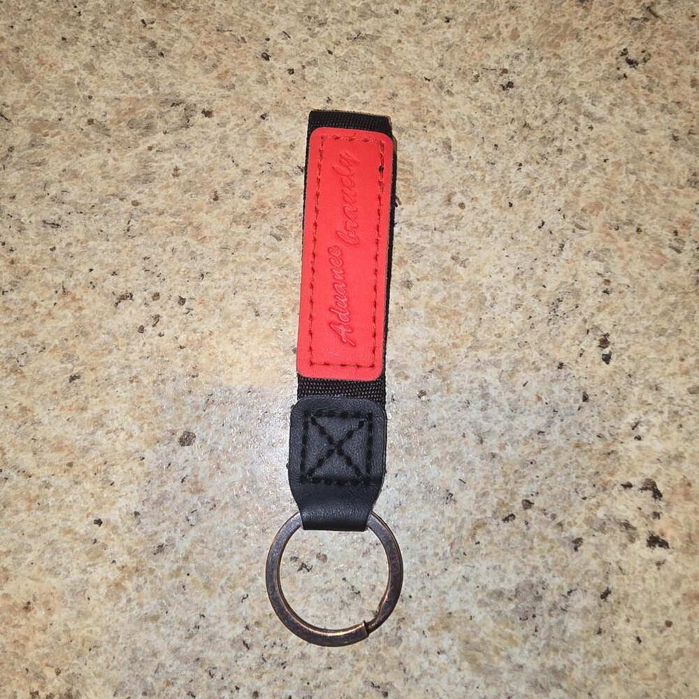 Advance Bravely Black Red Keychain Nylon Wristlet Key Ring Motivational